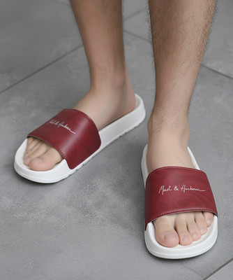 Mast & Harbour Men Slides(White , 9)