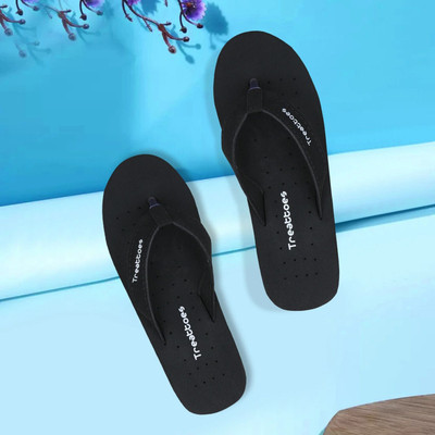 TREATTOES Women Women's House Slipper Ortho Care Dr Orthopaedic Diabetic Comfortable MCR Flat Flip Flops(Black , 6)