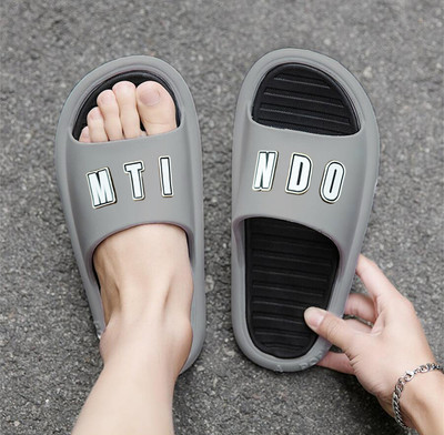 MTINDO Men Slides(Grey, Black , 8)