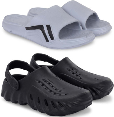 Pampy Angel Men Slippers(Grey, Black , 7)