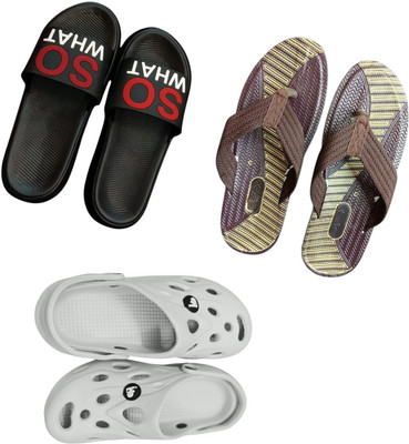 BLIBBERS Men Slippers(Black, Brown, Off White , 9)