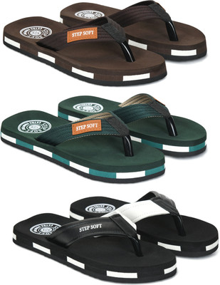 Stepsoft Men Slippers(Brown, Green, Black , 10)