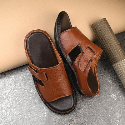 G WALK Men Slippers(Tan , 9)