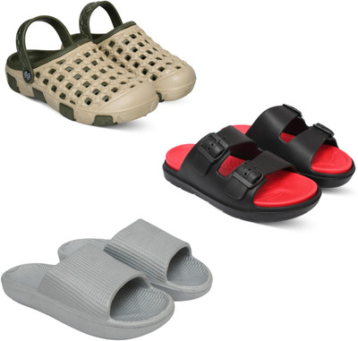 Acorn Men Slides(Beige, Red, Silver , 7)