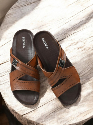 BIZORA Men Slides(Brown , 7)