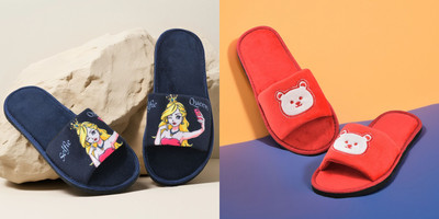 Y key Women Flip Flops(Red, Navy , 8)