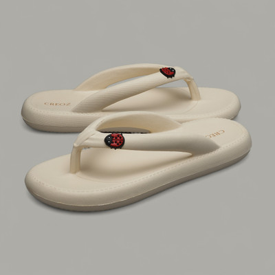 CREOZ the bounce Women Slippers(Off White , 8)