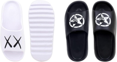 Sirex Men Slides(Black, Off White , 9)