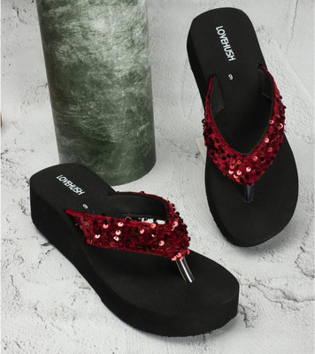 LoveHush Women Slippers(Maroon, Black , 6)