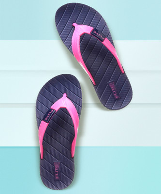 FLITE Women Flip Flops(Pink, Blue , 6)
