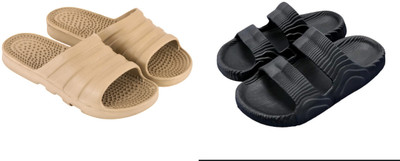 Radhira Men Slippers(Beige, Black , 7)