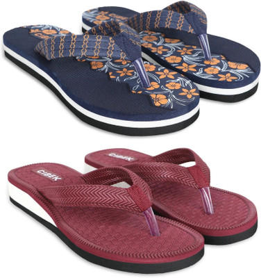 CIBEK Women Doctor step with cibek comfortable extra soft daily wear women slipper pack of 2 Flip Flops(Multicolor , 6)