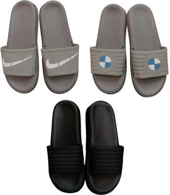 BLIBBERS Men Slides(Grey, Grey, Black , 9)