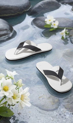 PM TRADERS Men Slippers(White , 8)