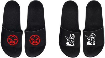 nvisan Men Slides(Red, White, Black , 10)