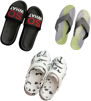 BLIBBERS Men Slippers(Black, Grey, White , 9)