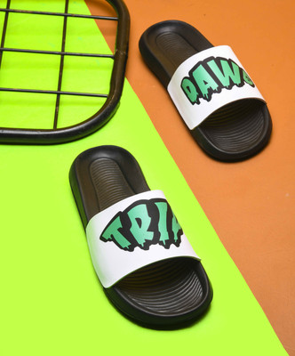 Foot Print Men Slides(White , 7)