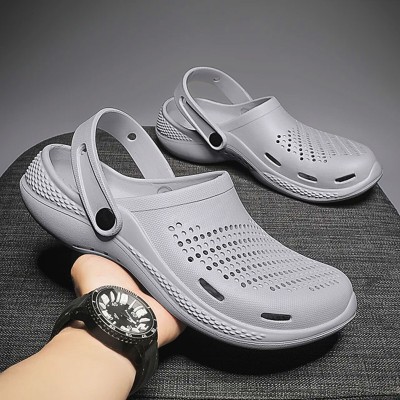 Footup Men Men Water Proof|Comfort|Anti-Skid Grey Clogs Sandal Slippers(Grey , 7)