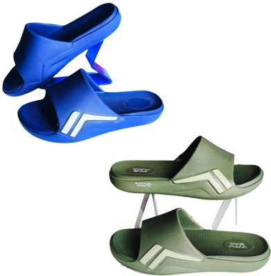 Plama Men Slides(Blue, Olive , 10)