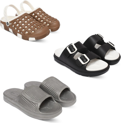 Acorn Men Slides(Brown, Black, Grey , 10)