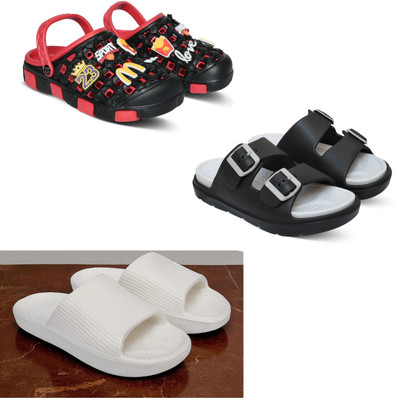 Acorn Men Slides(Red, Grey, White , 9)