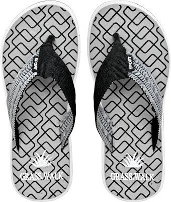 GRASS WALK Men Flip Flops(Grey, Black , 7)