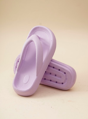 BIG FOX Women Chunky Light Weight Eva Flip Flops Flip Flops(Purple , 8)