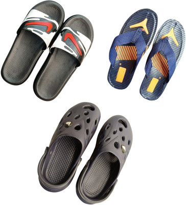 BLIBBERS Men Slippers(Black, Blue, Black , 6)