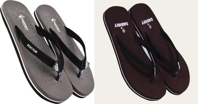DASHNY Women Flip Flops(Purple, Brown , 6)