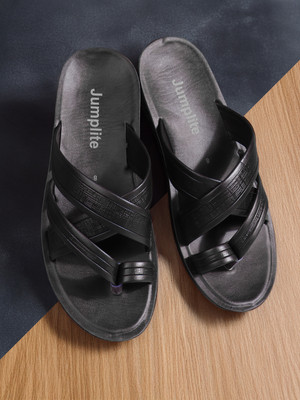 JUMPLITE Men Slippers(Black , 9)