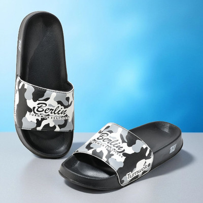 TURNWOK Men Slides(Black , 9)