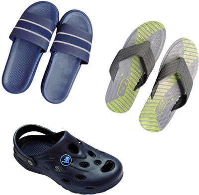 BLIBBERS Men Slippers(Blue, Grey, Blue , 6)