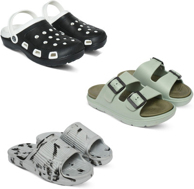 Acorn Men Slides(Black, Olive, White , 6)
