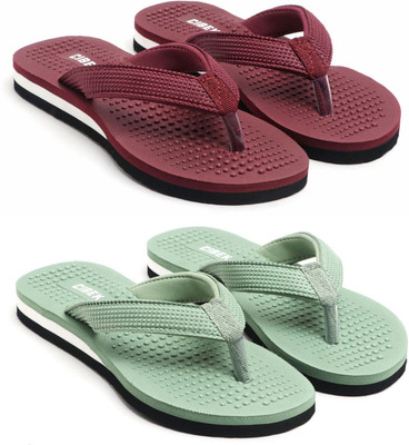 CIBEK Women Comfortable Stylish and Trending Colorful Women's Flip Flops Slippers Flip Flops(Maroon, Green , 7)