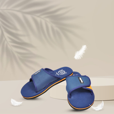 TURBO Men Trendy Soft Men Slippers for Daily Wear | Anti-Skid | Lightweight & Durable Flip Flops(Orange, Blue , 7)
