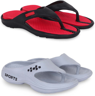 Kapani Fashion Men Slippers(Red, Grey , 8)