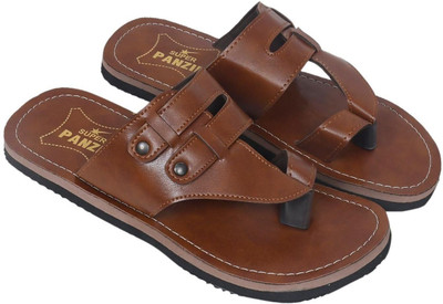 PANZIK Men Flip Flops(Brown , 10)