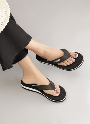 FOTOMO Women Womens Comfortable Trending Stylish Soft orthopedic doctor slipper Slippers(Black , 7)