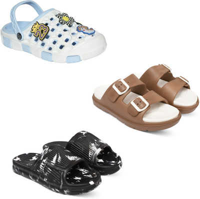 Acorn Men Slides(Blue, Tan, Black, White , 8)