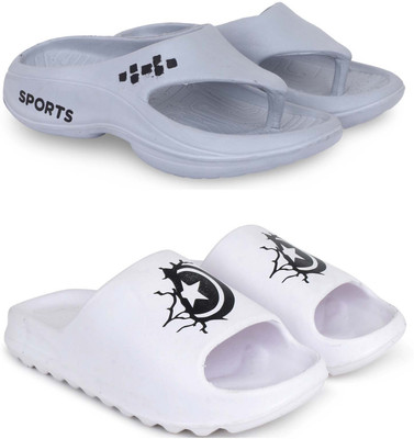 Kapani Fashion Men Slippers(Grey, White , 8)
