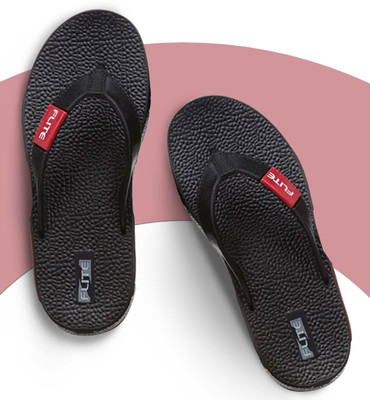 FLITE Men Slippers(Black, Red , 7)