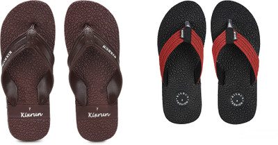 Kixrun Men Slippers(Brown, Black , 9)