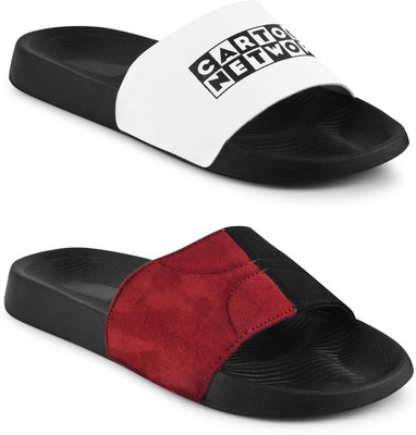 Foot Print Men Slides(Maroon , 8)
