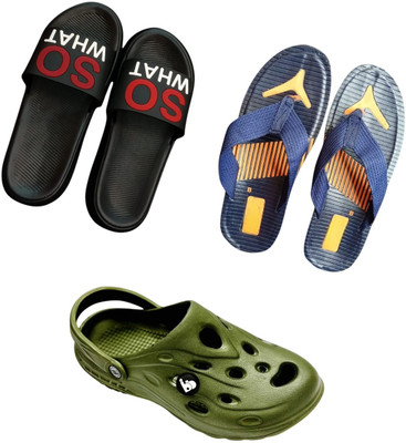 BLIBBERS Men Slippers(Black, Blue, Green , 9)