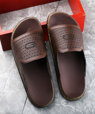 JK PORT Men Slides(Brown , 8)