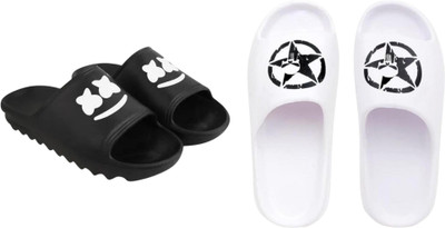 Sirex Men Slides(Black, Off White , 7)