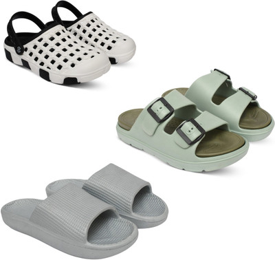 Acorn Men Slides(White, Olive, Grey , 8)