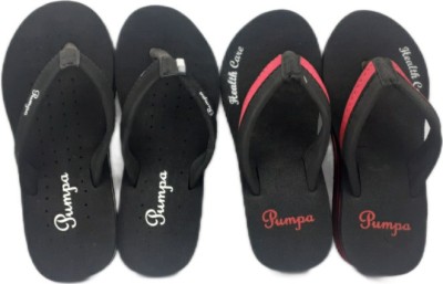 pumpa doctor slipper Women Flip Flops(Black, Red , 7)