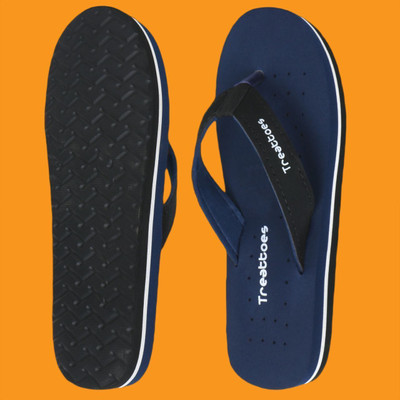 TREATTOES Women Doctor Ortho Care Diabetic Extra Soft Orthopaedic Comfort House Dr Slippers Flip Flops(Navy, Blue , 5)