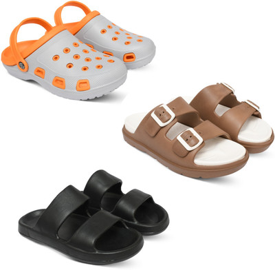 Acorn Men Slides(Orange, Tan, Black , 8)